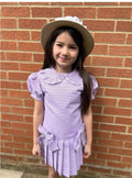 RB Aline gingham pinafore material bows