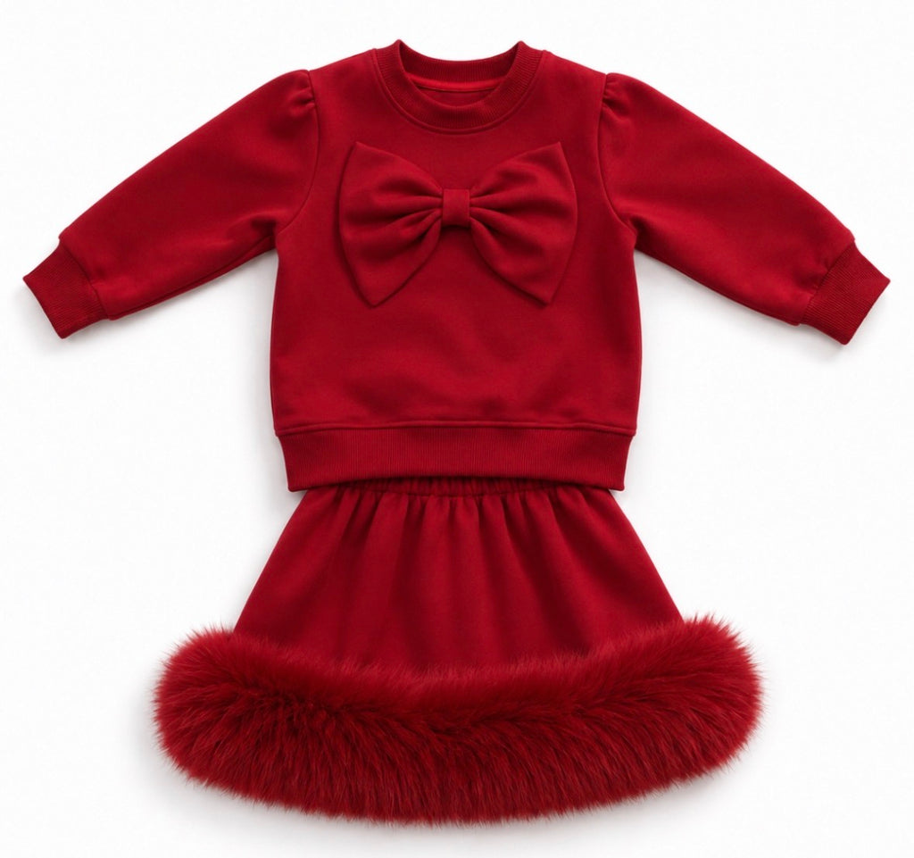Faux fur skirt set