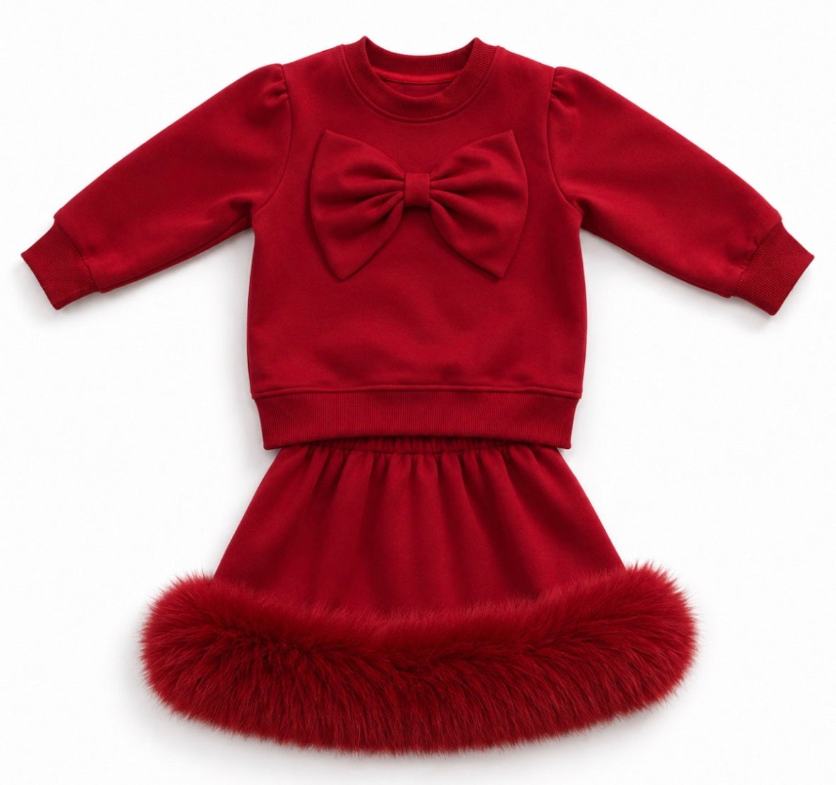 Faux fur skirt set