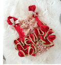 Ela ruffle romper red and gold