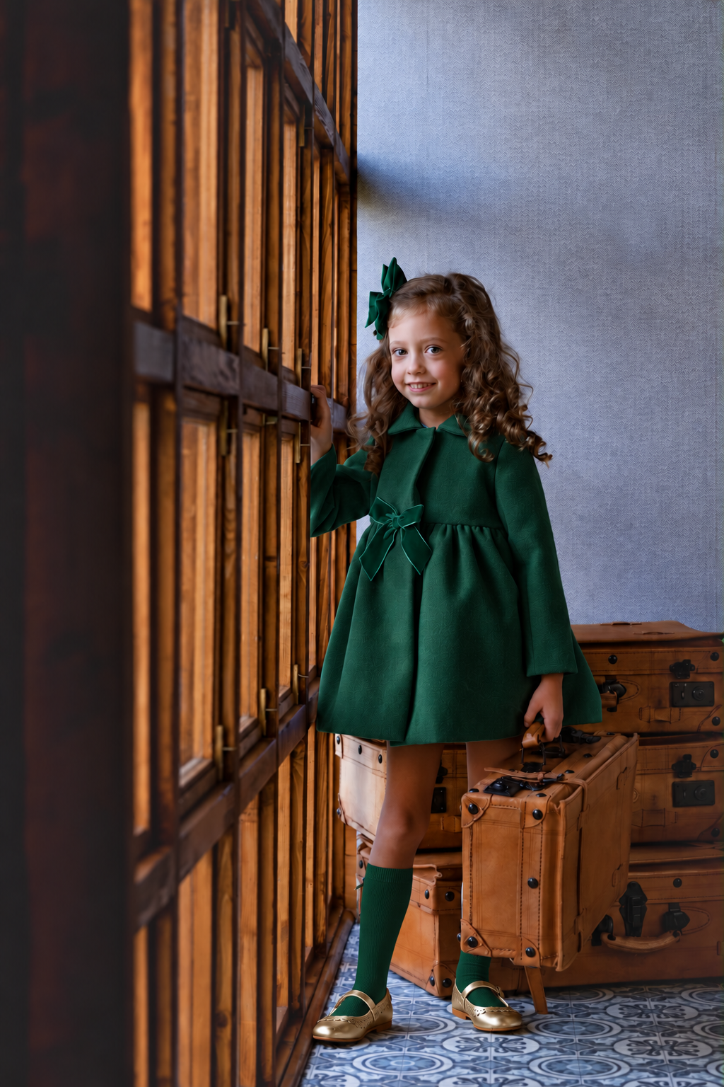 RB Christmas girls green puffball coat