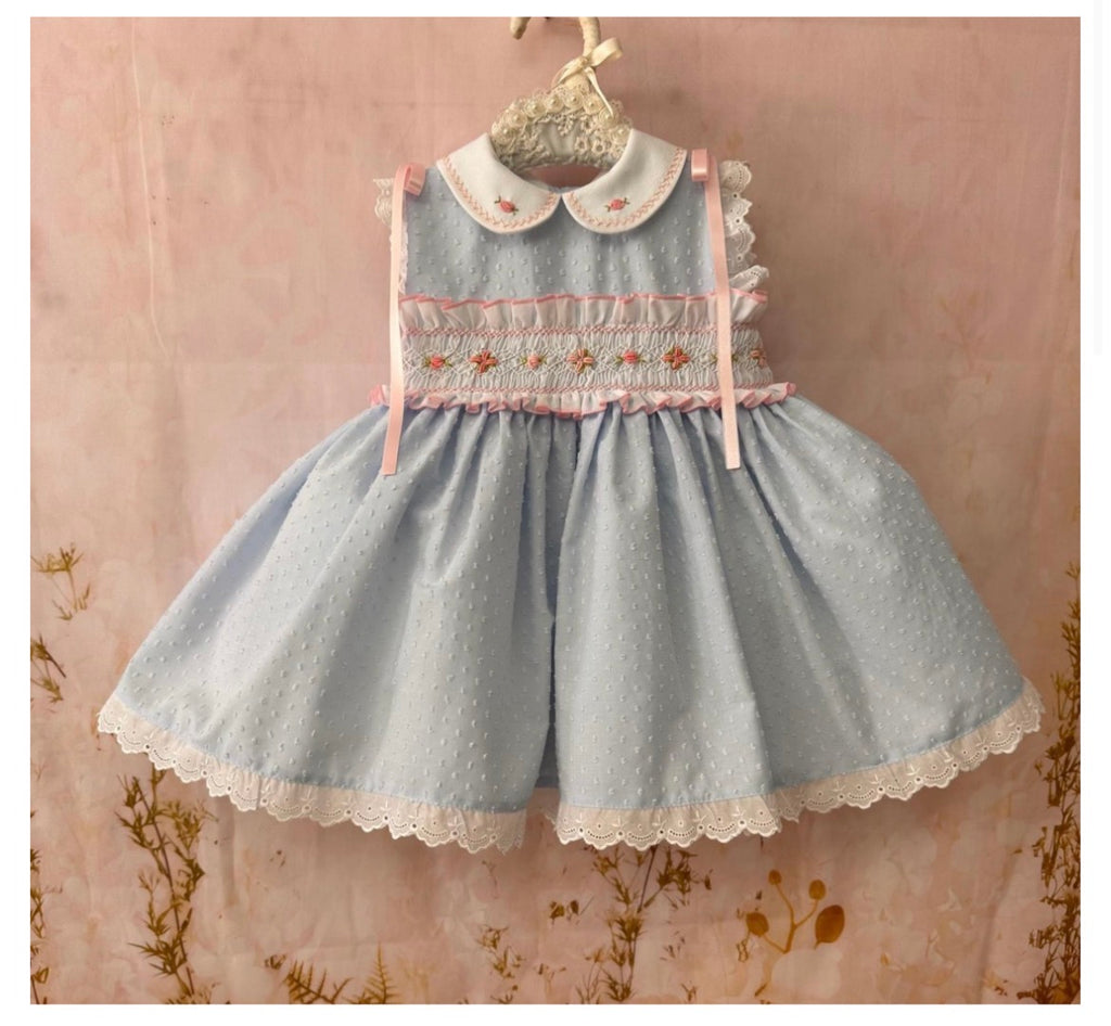 Sonata smocked dotty blue