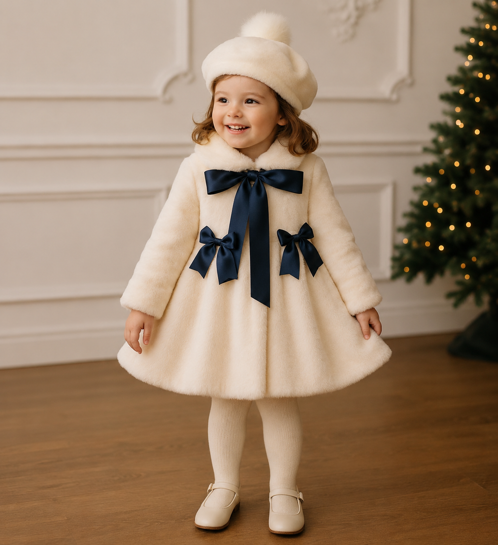 Sonata cream fur coat with interchangeable bows