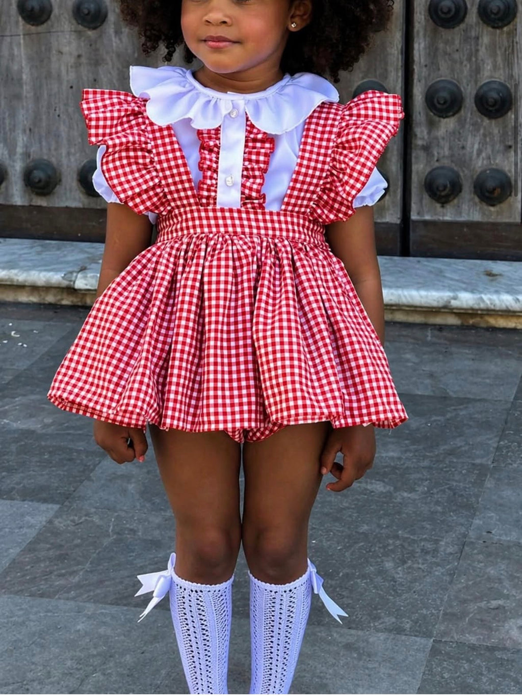Gingham school pinny