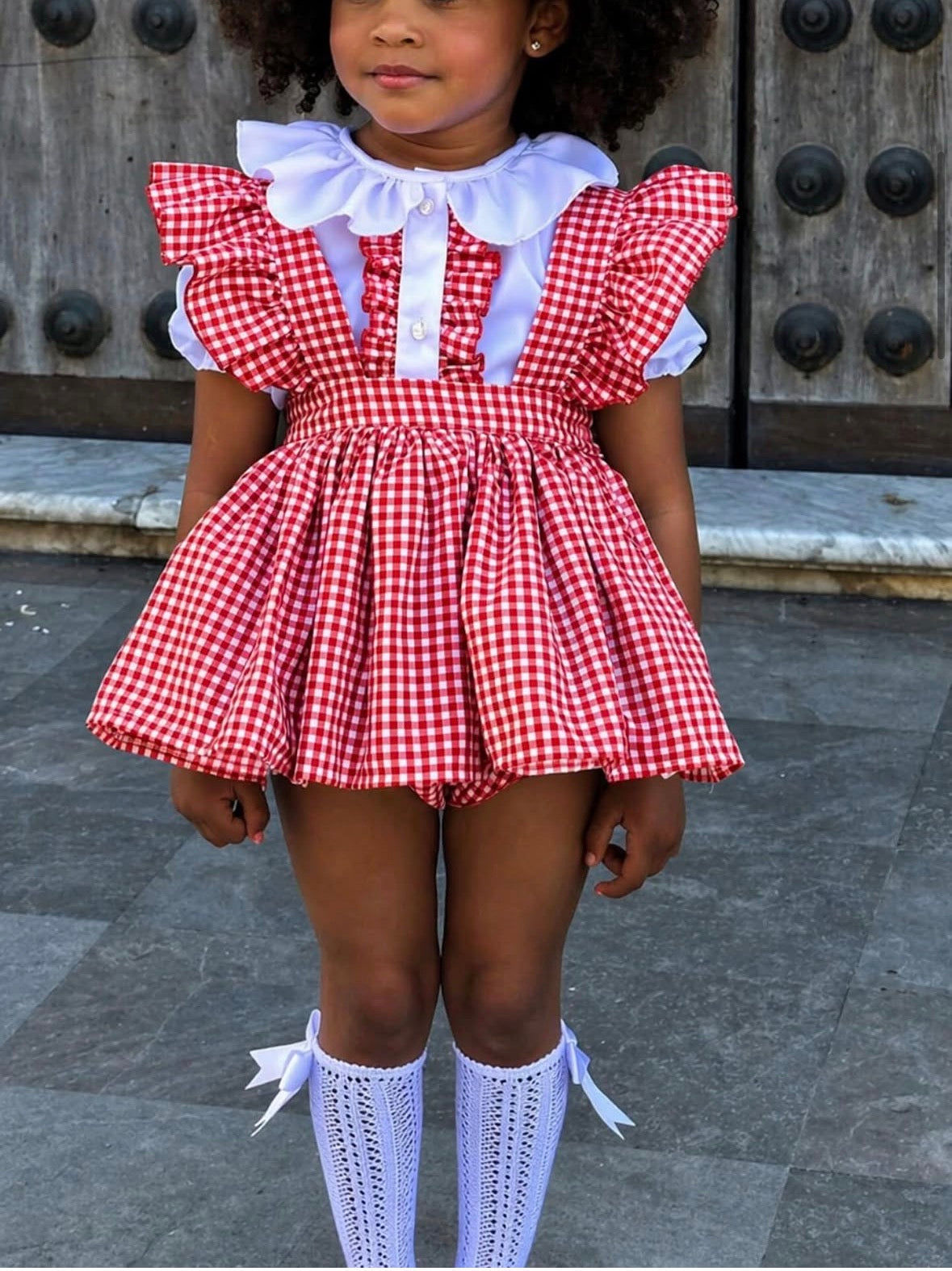 Gingham school pinny