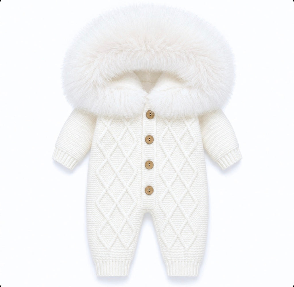 Faux fur pramsuit ribbed