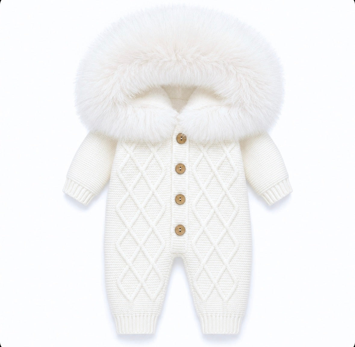 Faux fur pramsuit ribbed