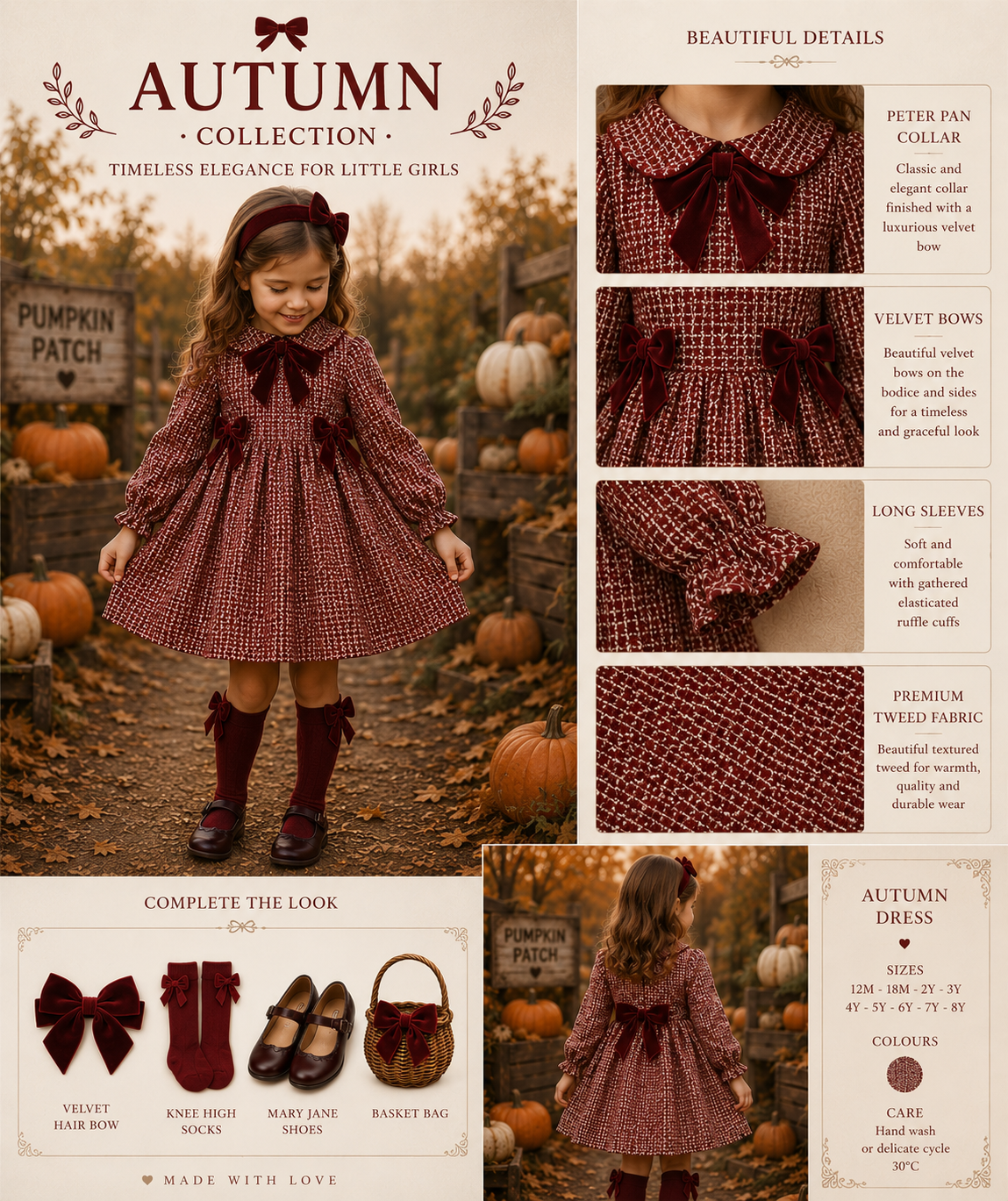 RB Autumn dress with velvet bows