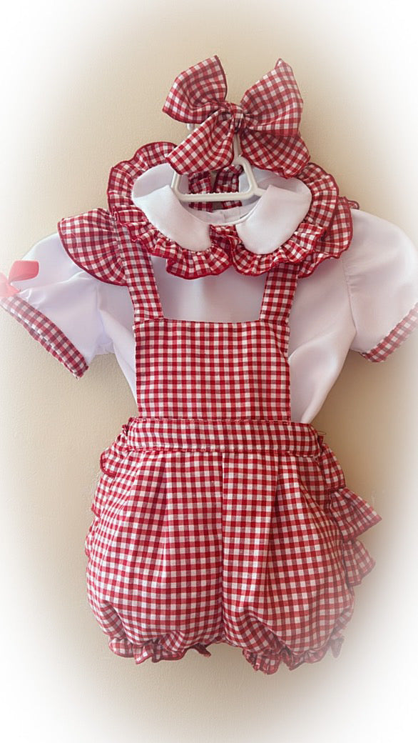 Gingham school romper
