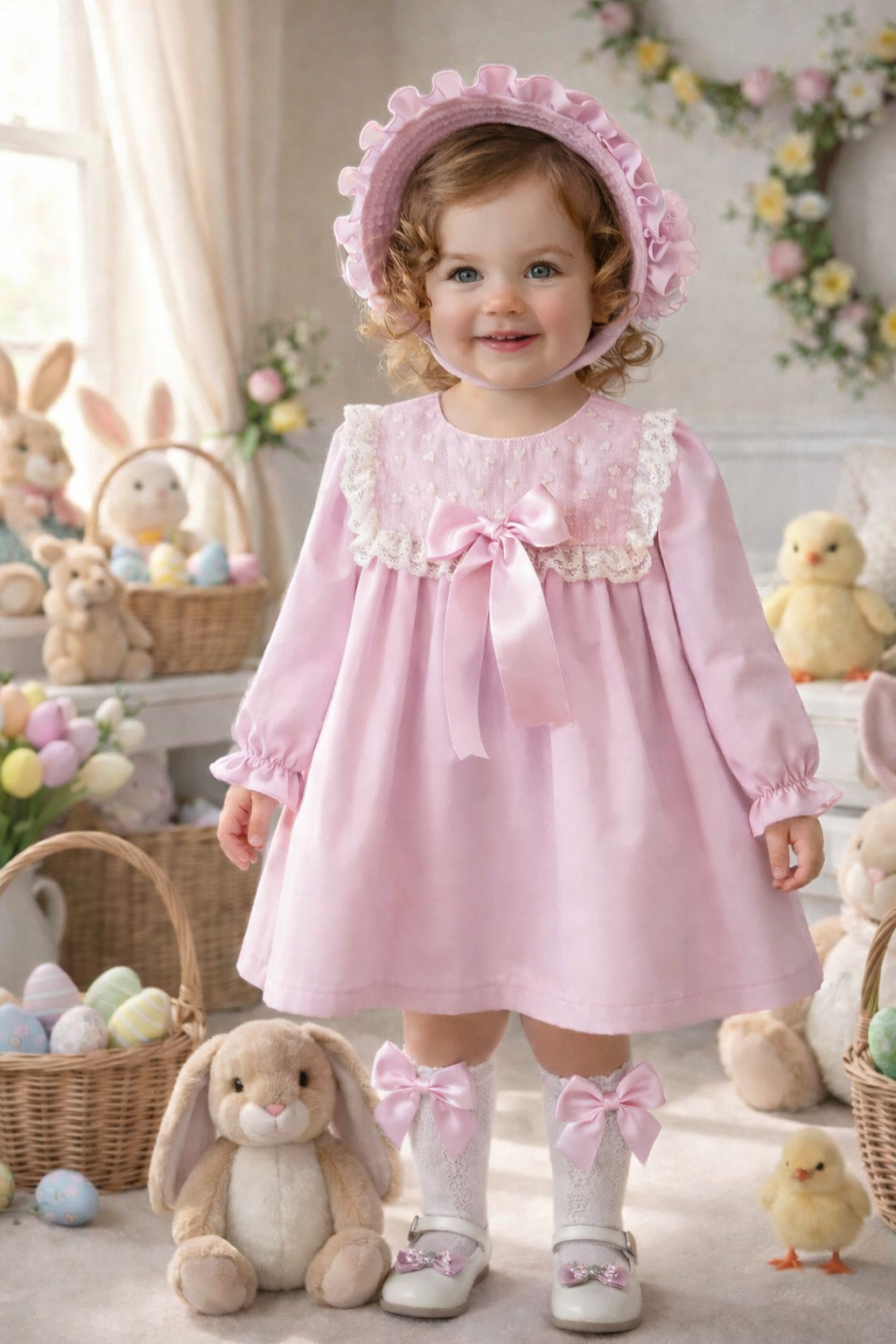 RB heart bib dress baby pink