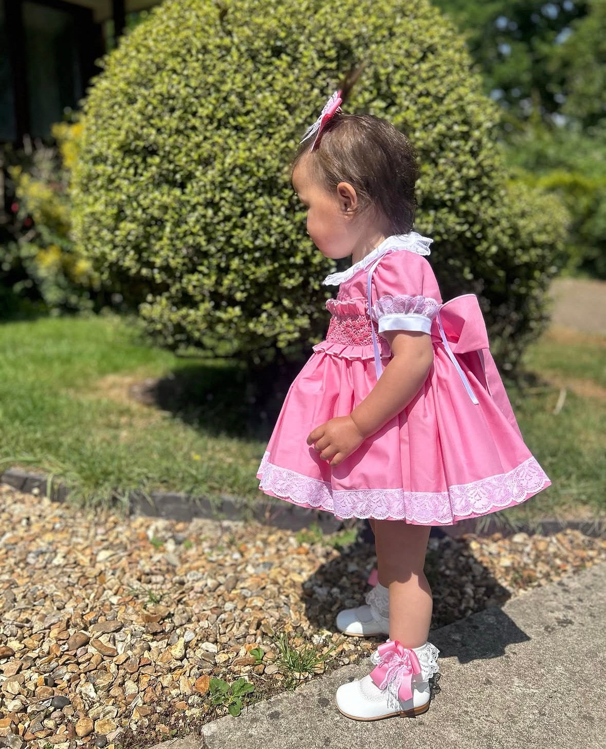 RB heart smocked bright pink