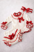 Baby red and cream lace set