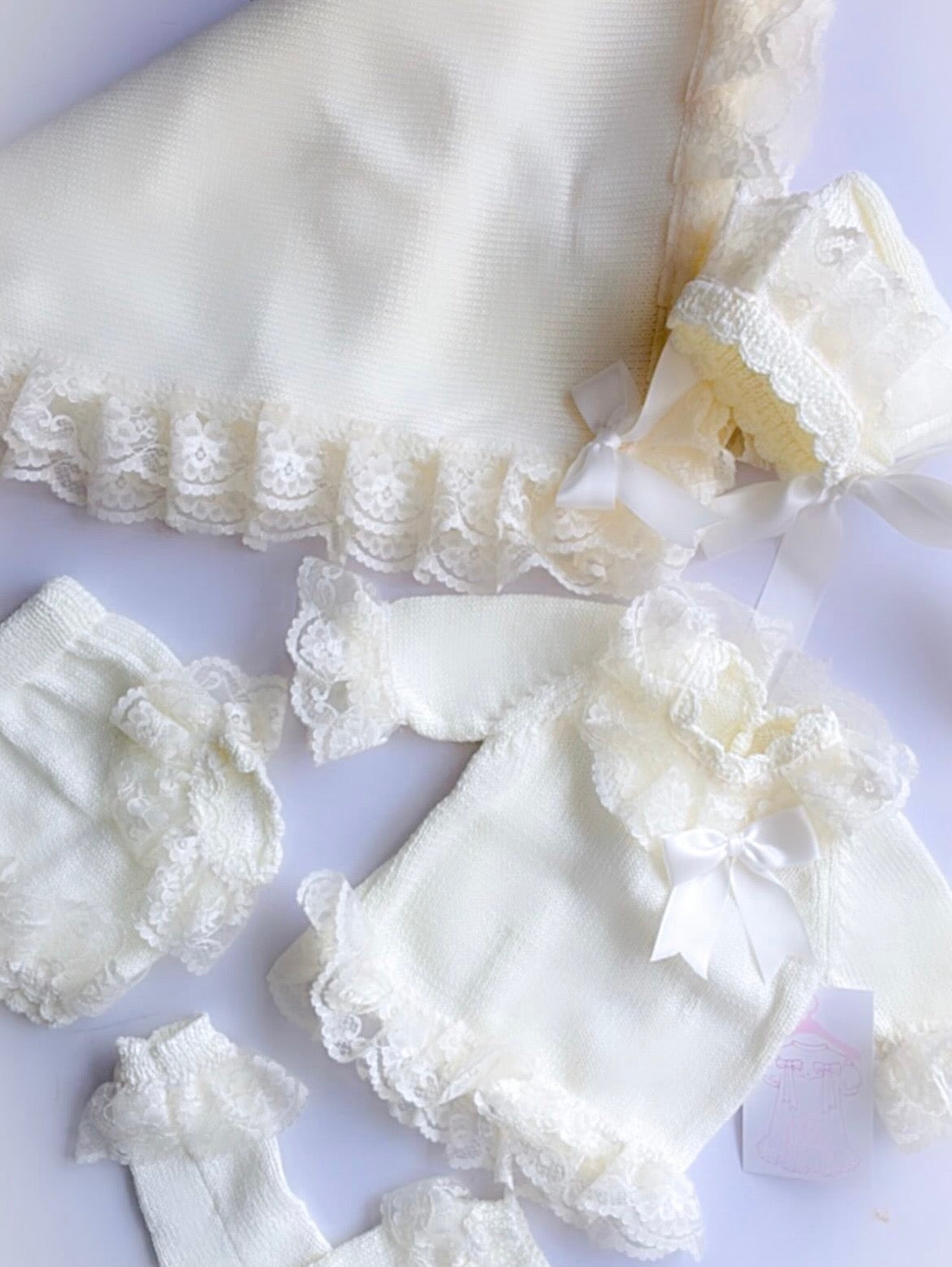 Baby knitted cream knitted set without blanket