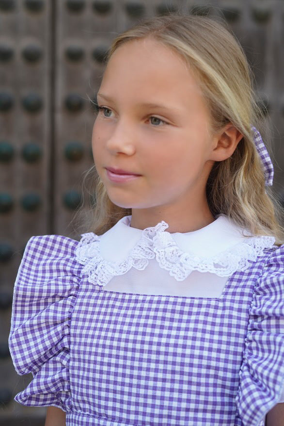 Gingham school pinny