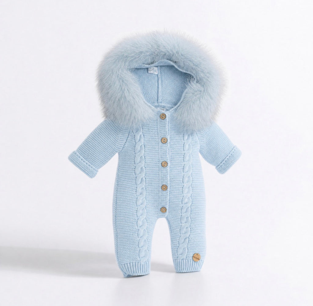 Pangasa cable knitted snow suit real fur (footless)