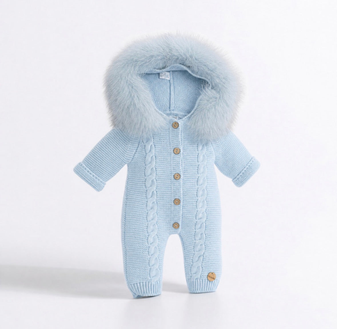 Pangasa cable knitted snow suit real fur (footless)