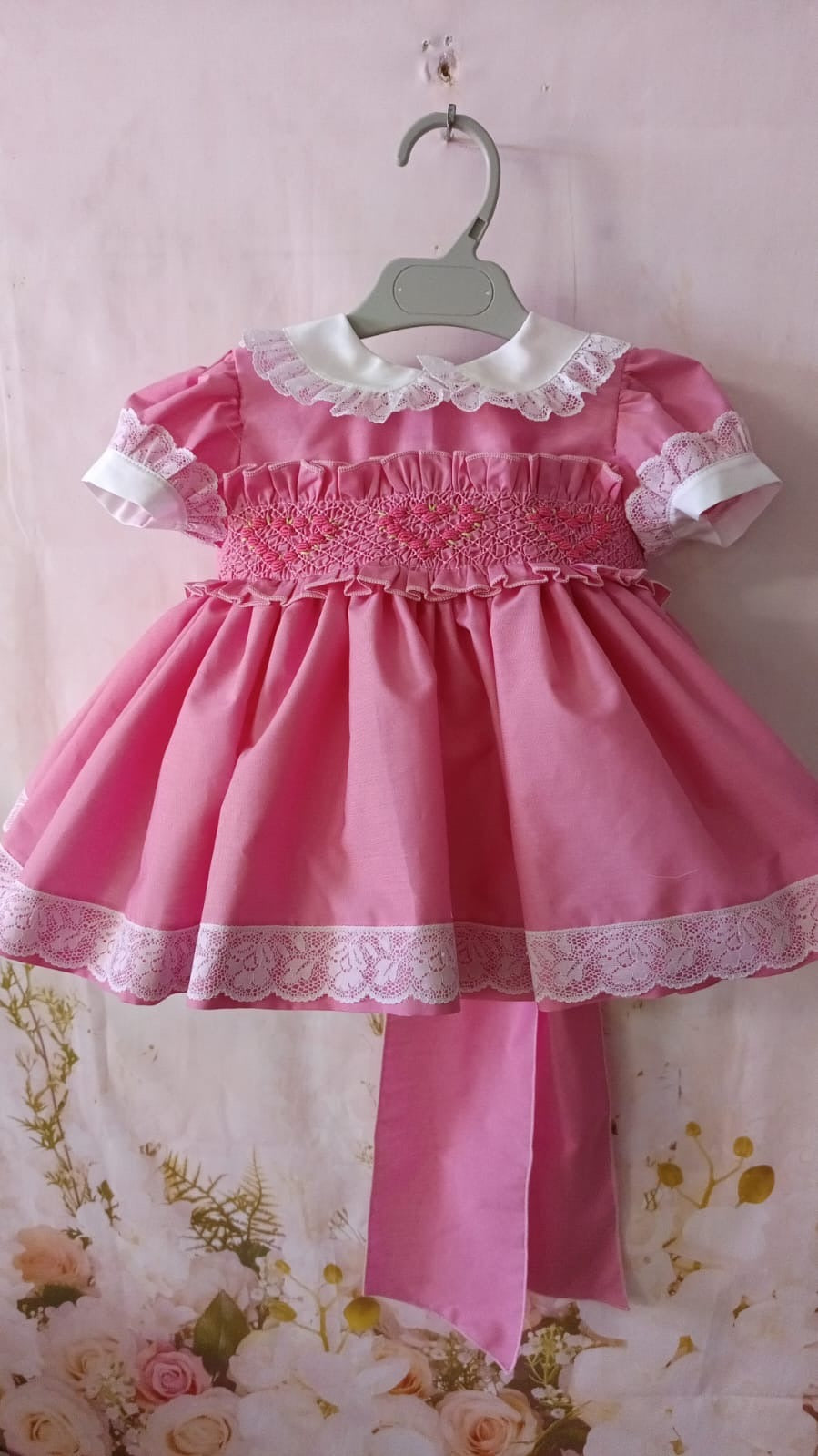 RB heart smocked bright pink