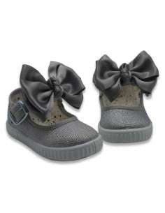 Canvas bow sparkling shoes