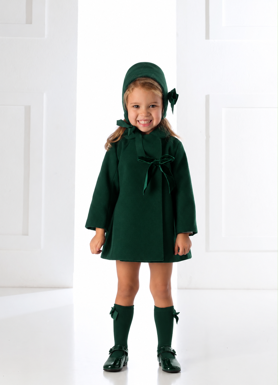RB Christmas girls green Aline coat