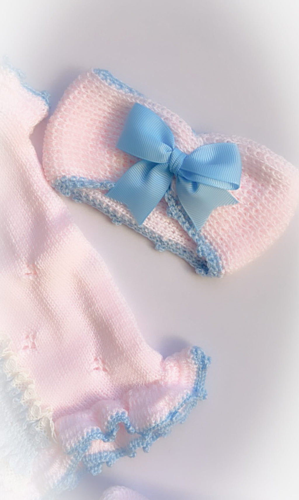 Baby knitted blue and pink set