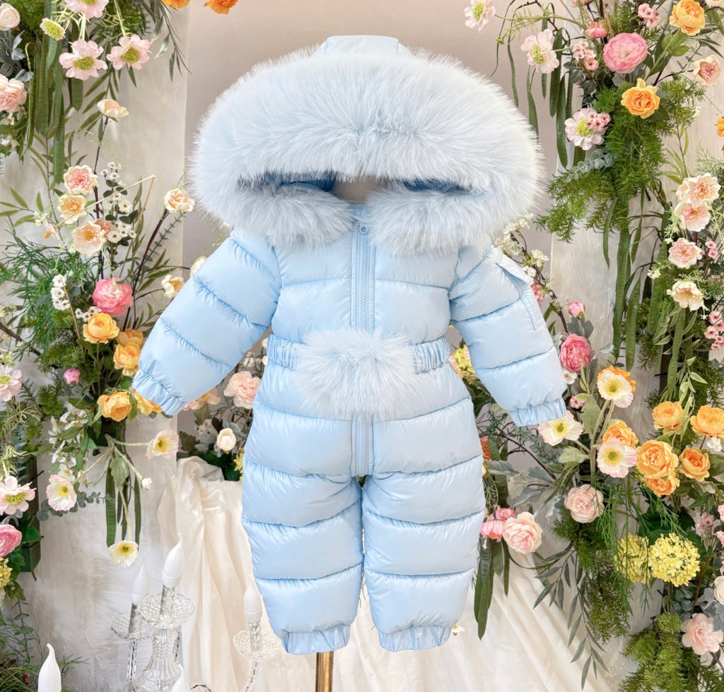 Faux fur snow suit belt
