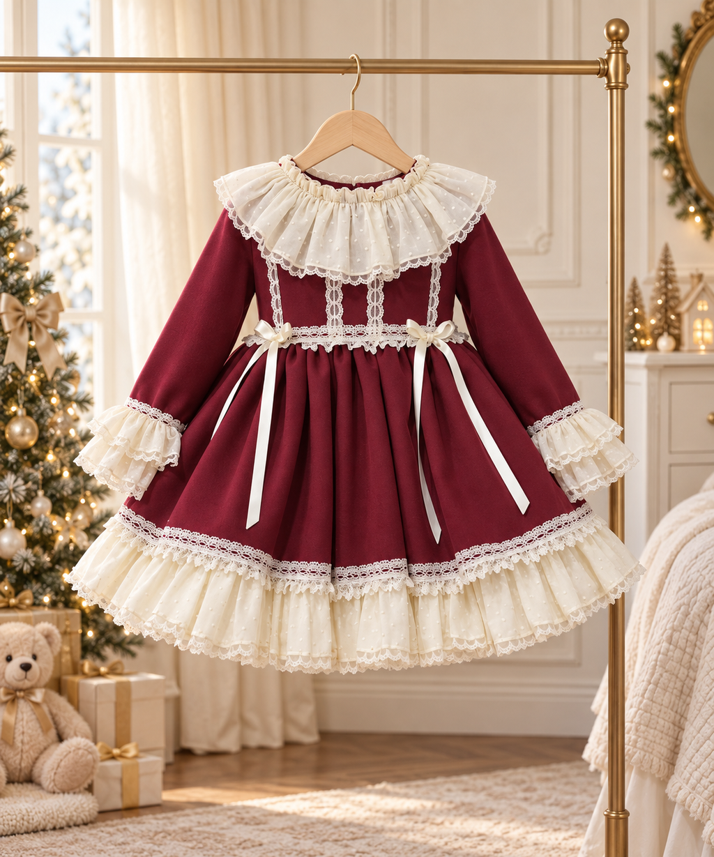RB burgundy and cream puffball