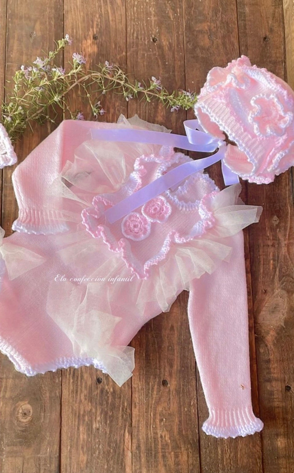 Baby knitted rose knitted set