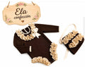 Ela ruffle brown romper