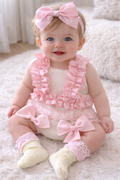Baby knitted Ela pink and white set