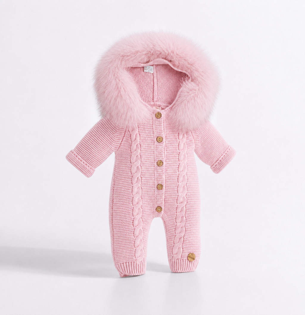 Pangasa cable knitted snow suit faux fur (footless)