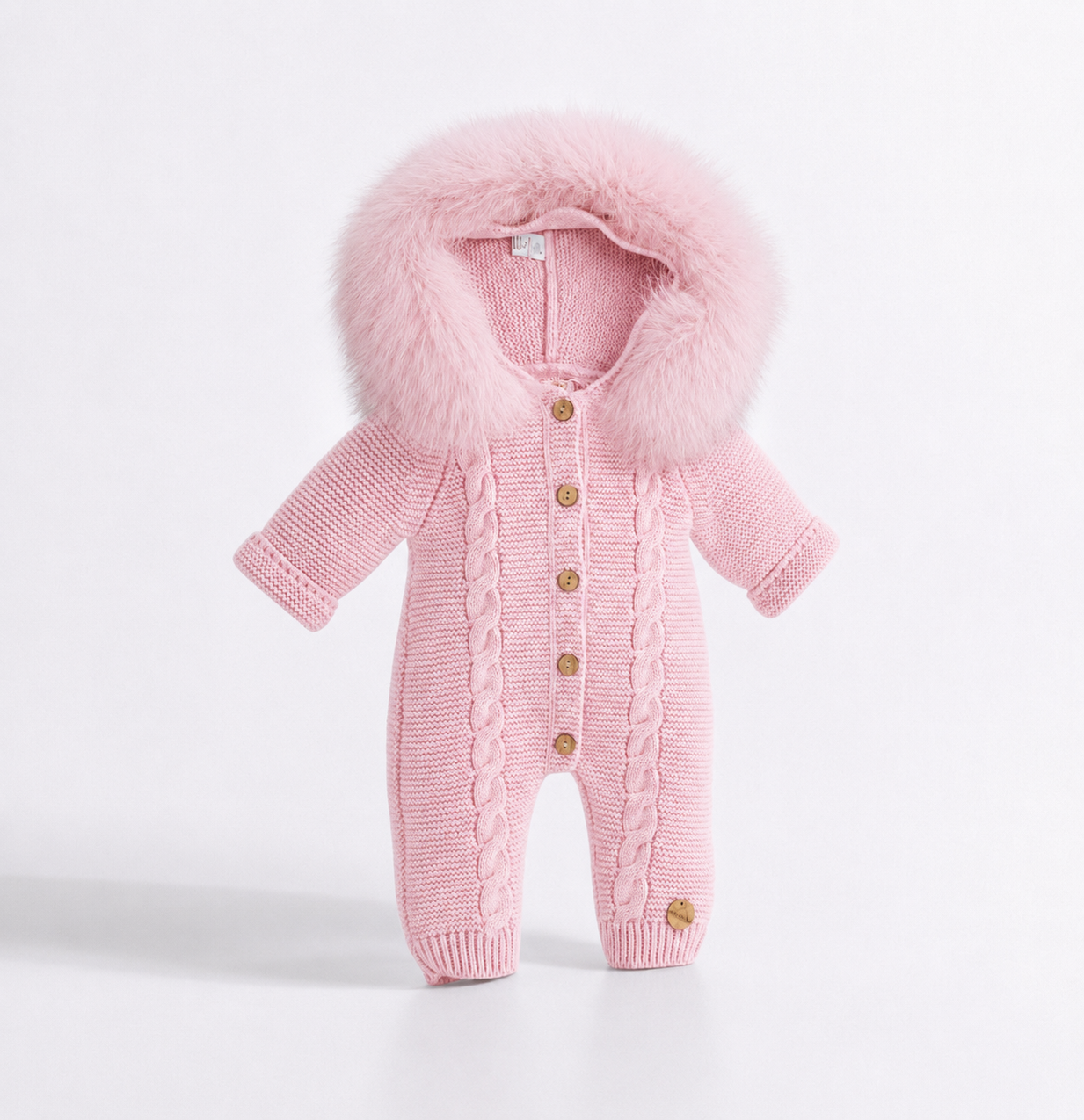 Pangasa cable knitted snow suit faux fur (footless)