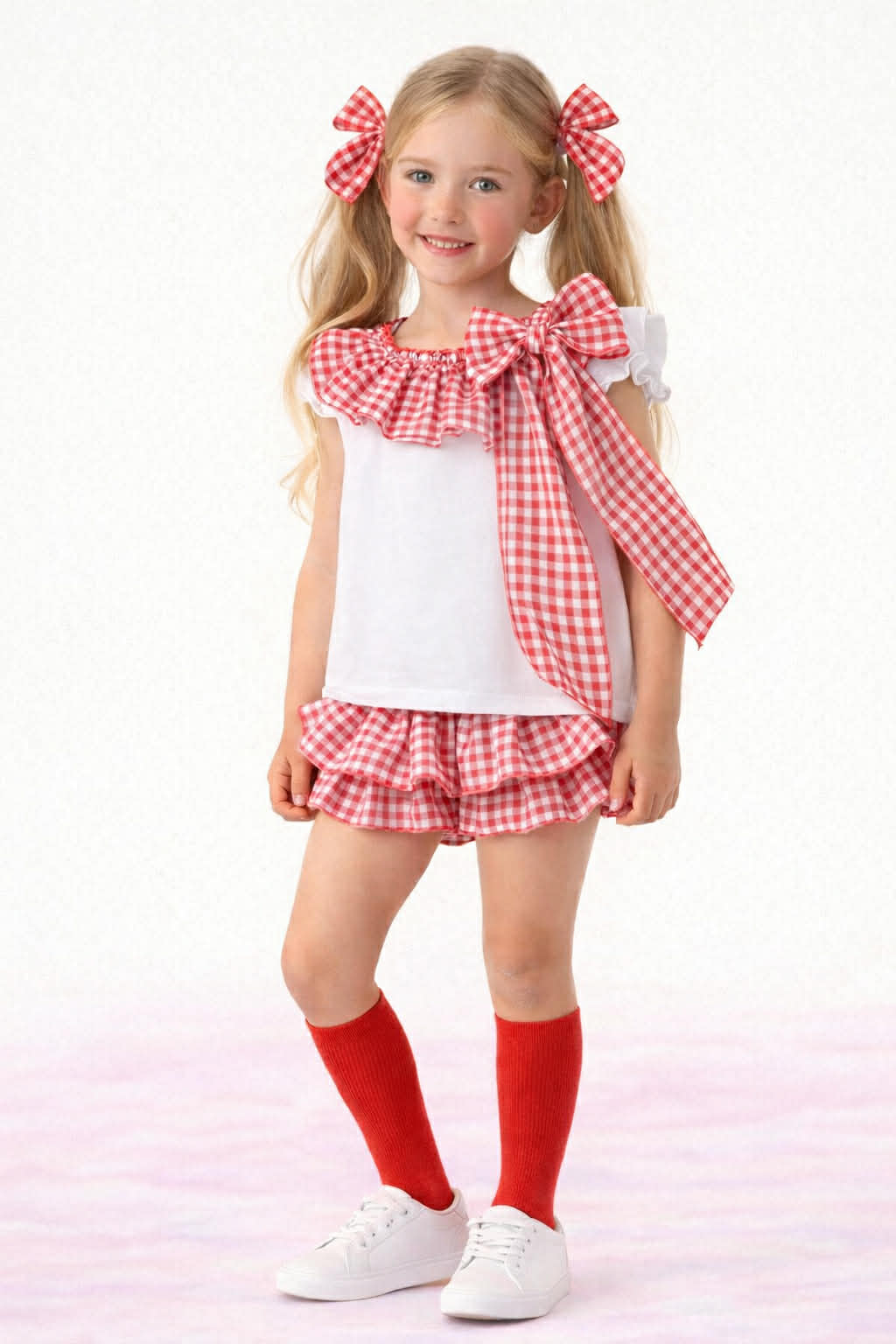 Ela red gingham set