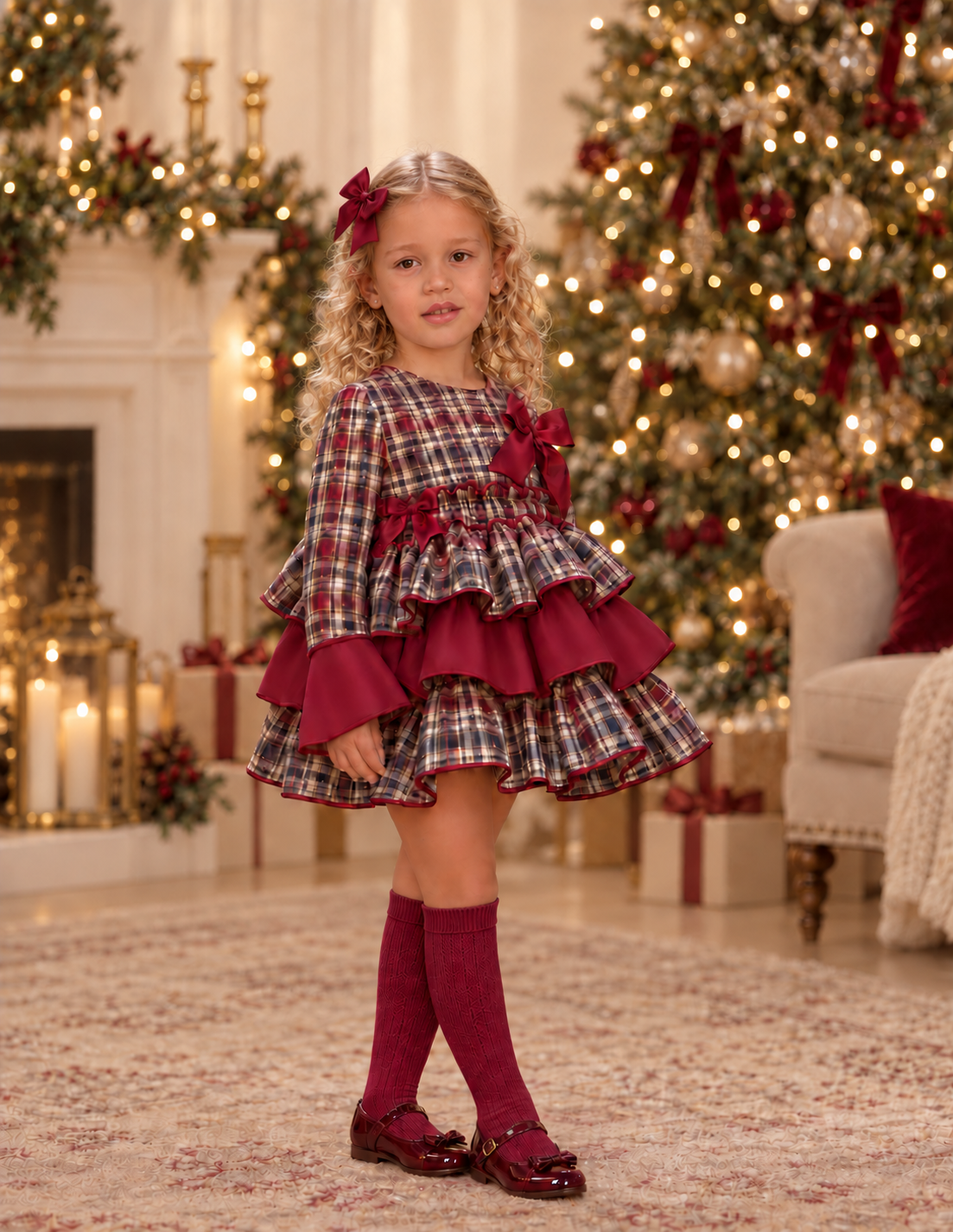 RB Christmas burgundy puffball