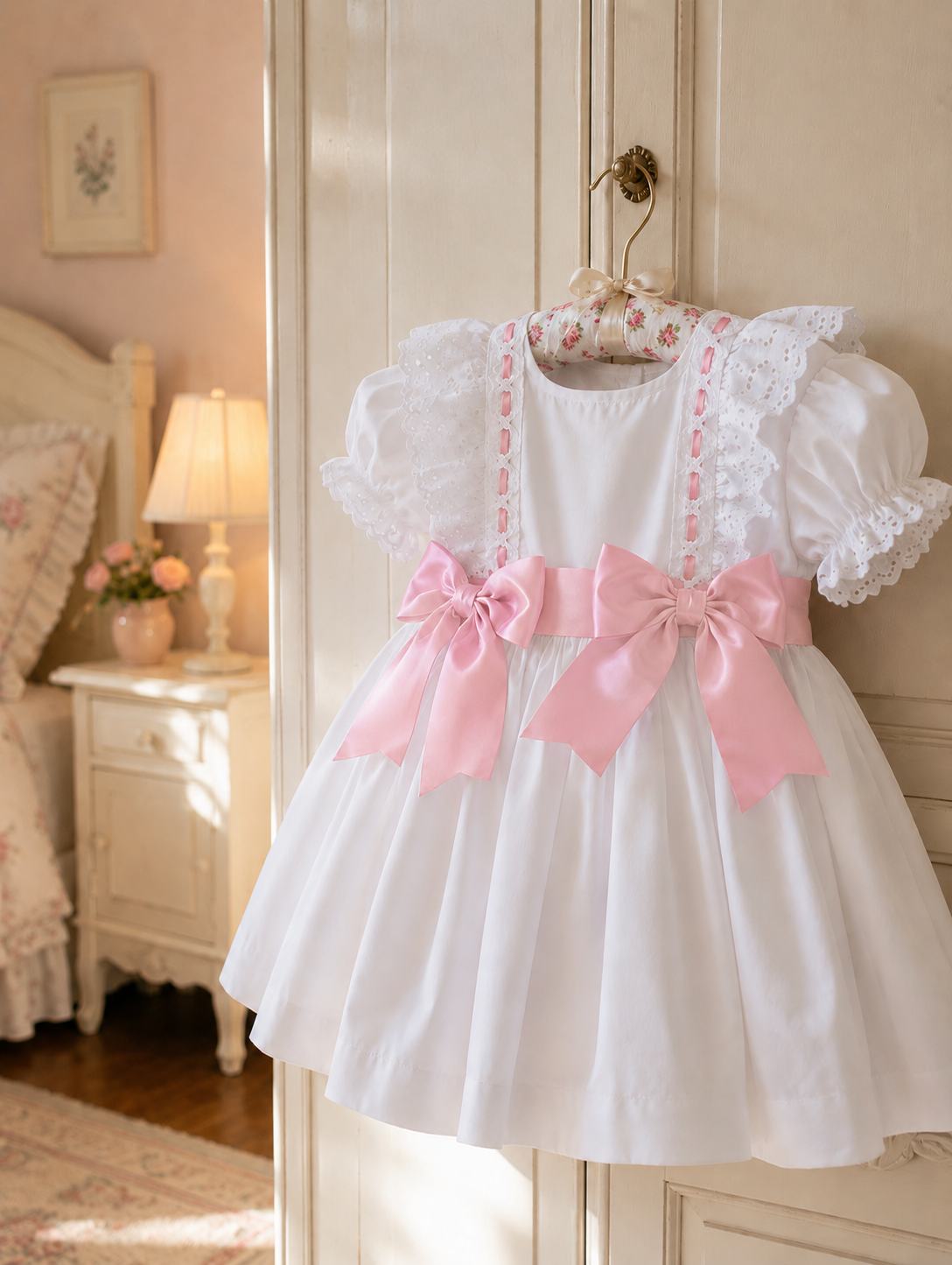 RB White dress baby pink